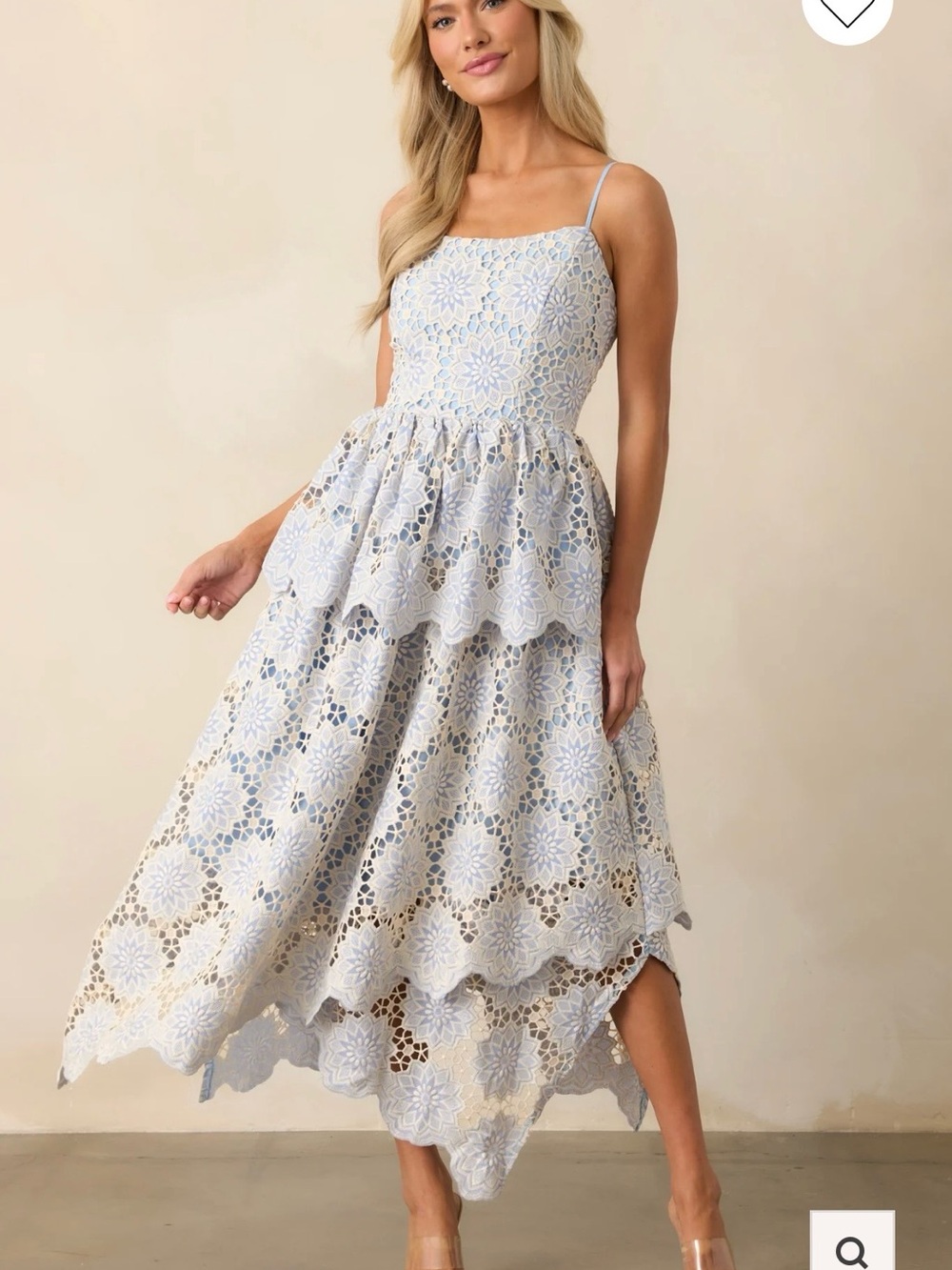 Baby Blue Lace Tiered Midi Dress